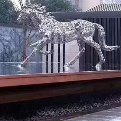园林户外不锈钢抽象动物马雕塑 