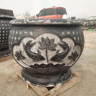 庭院户外摆放花岗岩雕刻荷花缸水缸 