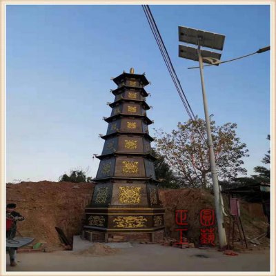 寺庙景区玻璃钢铜雕千佛塔雕塑 佛塔雕塑价格水池香炉泰式