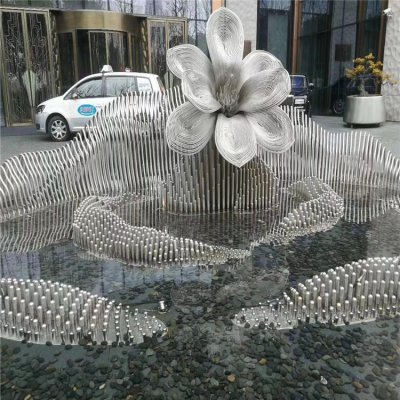 城市广场水景不锈钢金属拉丝花朵雕塑 花朵雕塑粘土水彩圆形全集