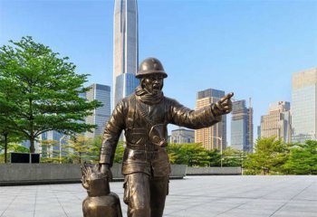 铜雕消防员园林雕塑