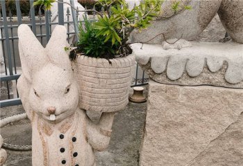 山石雕刻动物花盆，美化你的庭院和酒店