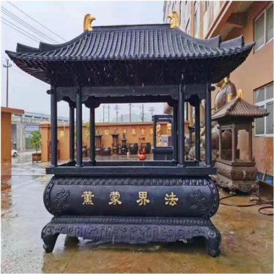 寺庙户外摆放铸铜宝顶长形香炉雕塑 香炉雕塑石雕灵寿单价古玩