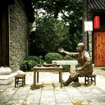 玻璃钢仿铜划拳喝酒的情景人物小品 