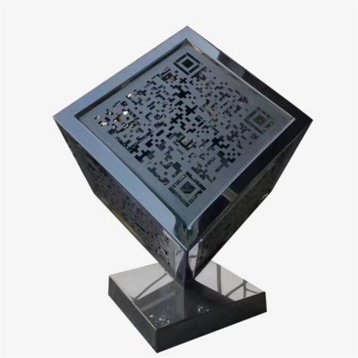创意不锈钢镂空景观魔方摆件 魔方雕塑图片几何公司冰雪