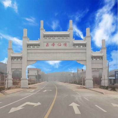 景区大型简易三门四柱牌坊雕塑 