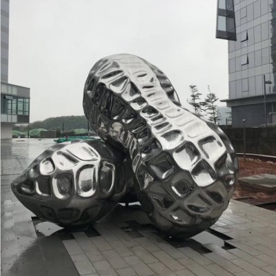 不锈钢巨型花生，小区园林创意植物摆件 花生雕塑图案呼市门口标志