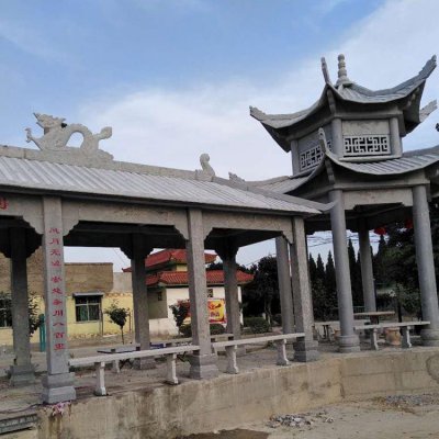 园林户外青石石雕景观古建筑凉亭雕塑 