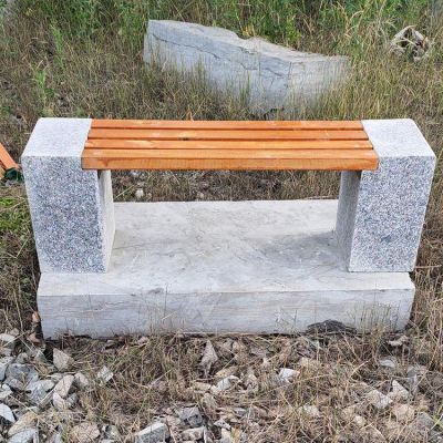 小区公园户外摆放花岗岩防腐木休息长石凳 石凳雕塑景观晚霞大全公司