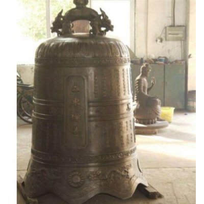 玻璃钢仿铜景观寺庙祈福铜钟雕塑 铜钟雕塑道观公司制造图集