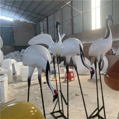 园林户外景观玻璃钢动物景观仙鹤雕塑 仙鹤雕塑铜雕道观制作厂教程
