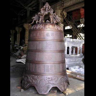 铜雕寺庙景观大型吊钟雕塑 铜钟雕塑大型方形图案佛堂