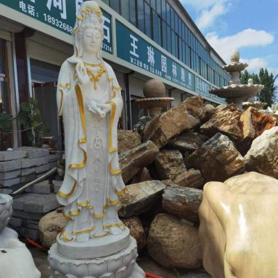 玻璃钢彩绘户外园林寺庙立式观世音雕塑摆件 观世音雕塑铜雕真言莒南树脂