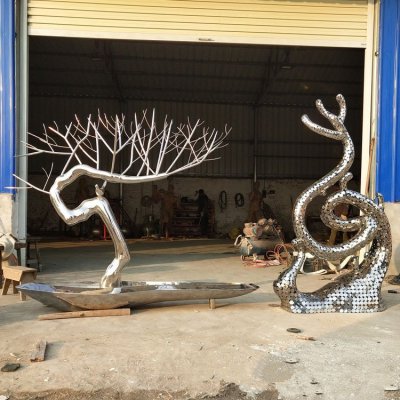 园林户外不锈钢金属植物景观树雕塑 植物雕塑不锈钢景区庭院工程
