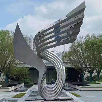 园林户外不锈钢金属景观抽象翅膀雕塑 翅膀雕塑图片飞人梦想黑暗