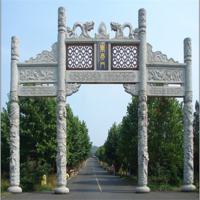 街道景区大型仿古建筑浮雕龙纹辟邪青石凉亭雕塑 