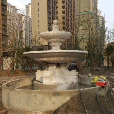 园林户外晚霞红石雕喷泉景观雕塑 喷泉雕塑石雕公告寓意效果