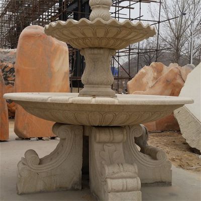 小区花园户外安装花岗岩欧式二层流水喷泉水钵 水钵雕塑喷泉图片制作加工厂