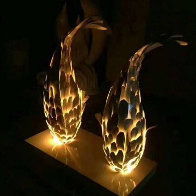 园林户外装饰品摆件亮化景观鱼雕塑 景观雕塑自然供货商化石批发商