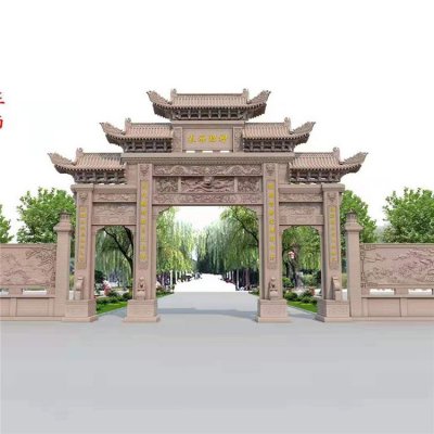大型乡村城镇大理石石雕牌坊雕塑 