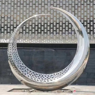 酒店会所景观不锈钢金属创意镂空圆环雕塑 圆环雕塑厂家蝴蝶青花瓷天使