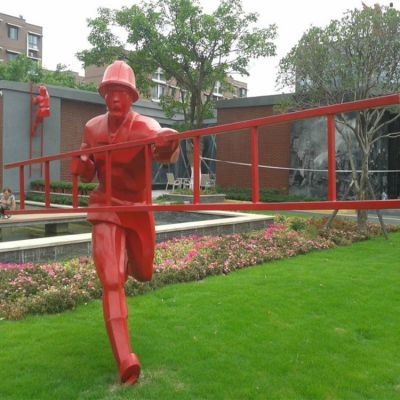 园林户外玻璃钢抽象消防员人物雕塑 消防员雕塑铸铜小朋友高清群体