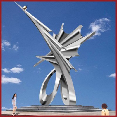 城市广场不锈钢创意景观装饰摆件 景观雕塑城市石坝照明灰色