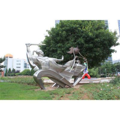 户外草坪不锈钢抽象人物雕塑 