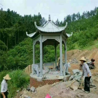 景点园林摆放青石仿古凉亭 