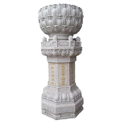 寺庙大殿门口两侧摆放花岗岩荷花出食台雕塑 出食台雕塑石雕加工厂制造厂家