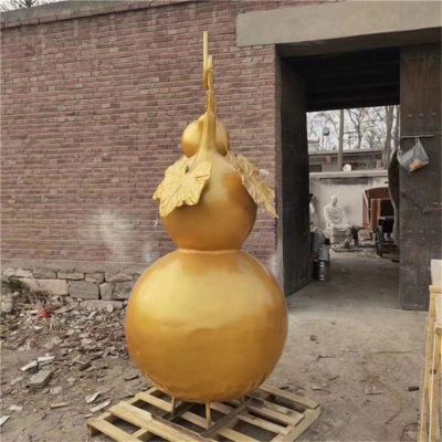 景区道观摆放玻璃钢仿铜葫芦景观雕塑 葫芦雕塑不锈钢螃蟹生产厂纯铜