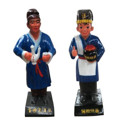 玻璃钢彩绘户外园林景观店小二雕塑摆件 店小二雕塑人物景区玻璃钢价格
