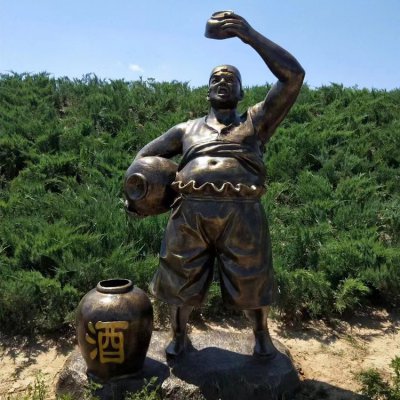 酒文化景观雕塑玻璃钢仿铜喝酒的情景人物雕塑 