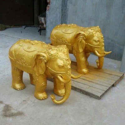 家居小象镇宅招财玻璃钢喷漆大象雕塑 大象雕塑石雕吉祥景点石材