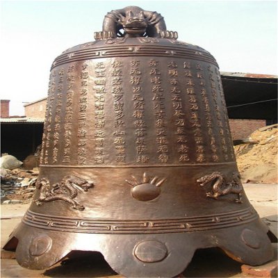 大型玻璃钢仿铜大型浮雕龙纹祈福铜钟雕塑 