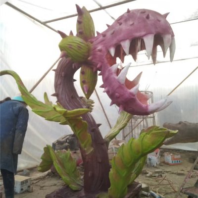园林景观创意玻璃钢大型食人花雕塑 景观雕塑制作房地产山水插画