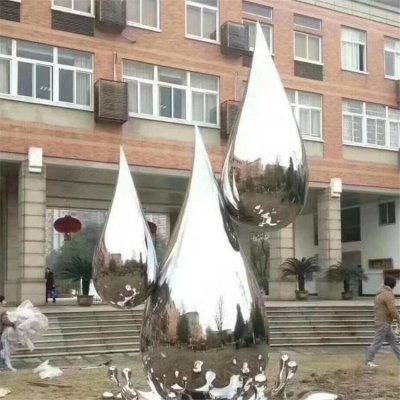 不锈钢镜面创意景观水滴雕塑 水滴雕塑主题石雕头像湿地