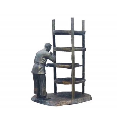 玻璃钢仿铜晒茶的情景人物小品 