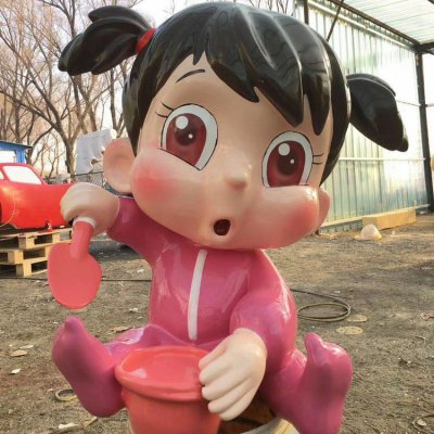 商场园林景观玩耍的卡通小女孩雕塑 女孩雕塑人物自行车星星艺术品