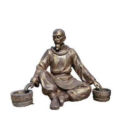 玻璃钢仿铜古代人物景观雕塑 