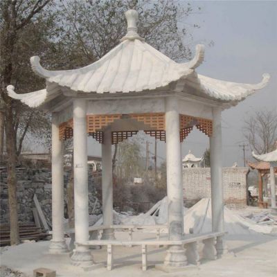园林户外摆放仿古休闲花岗岩六角凉亭 