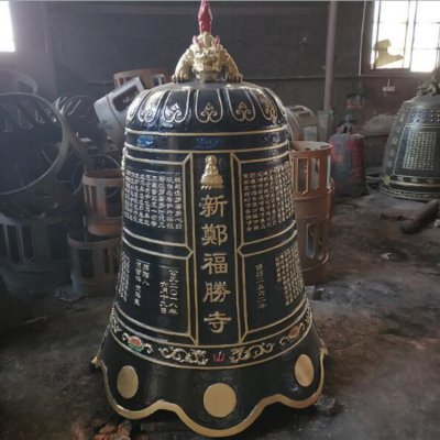 玻璃钢仿铜祈福纳福景观吊钟雕塑 铜钟雕塑米高效果图世纪汇丰