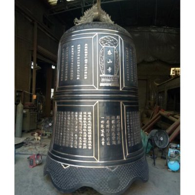 大型玻璃钢仿铜祈福纳福吊钟雕塑 铜钟雕塑寺院制造图集公司
