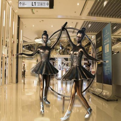商场大厦铜雕跳舞的人物景观美陈摆件 