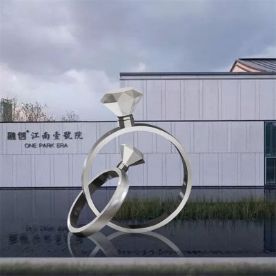别墅小区门口创意不锈钢戒指景观装饰摆件 戒指雕塑教程串珠玻璃钢品牌