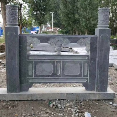 寺庙建筑台阶安装青石防护栏板 