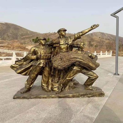 景观广场摆放仿铜玻璃钢丰收农民人物 农民雕塑红色村农民青石花纹