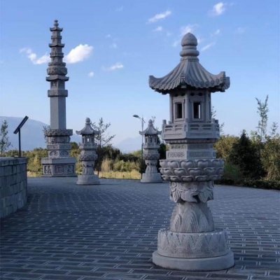 户外广场大型中式石雕石灯雕塑 石灯笼雕塑灯笼和尚艺术品个性