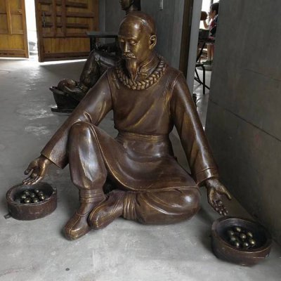 古代人物景观摆件铜雕雕塑 