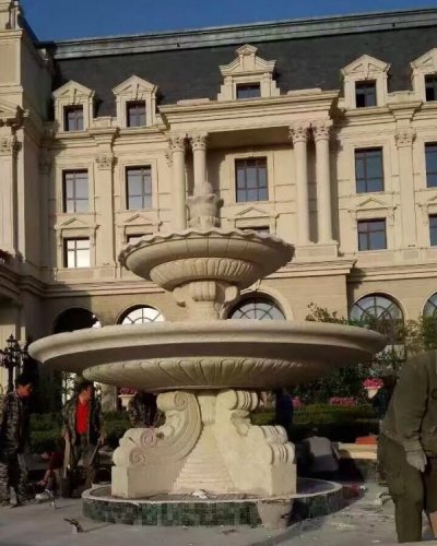 青石石雕别墅小区景观大型喷泉雕塑 喷泉雕塑价格鲨鱼斯大林树脂